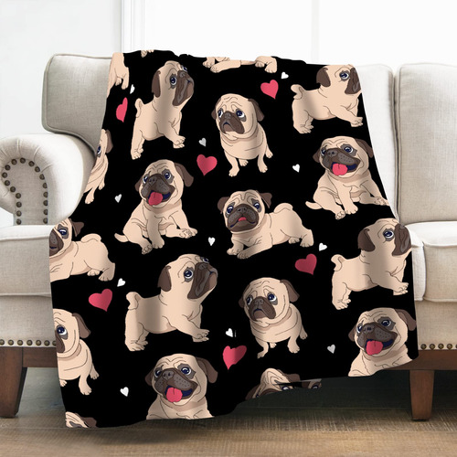 Levens Manta De Perro Love Pug, Regalos Para Mujeres, Ninas