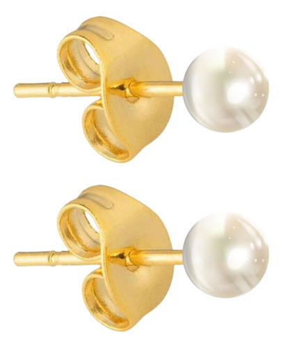 Aretes Pendientes Acero Inoxidable Color Oro Perla Mujer