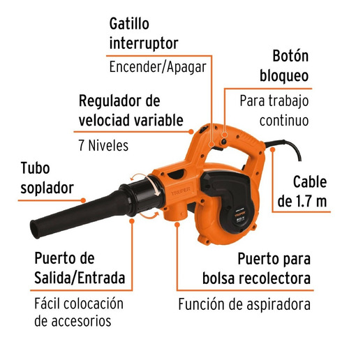 Sopladora/aspiradora Eléctrica 800 W, Truper 102415