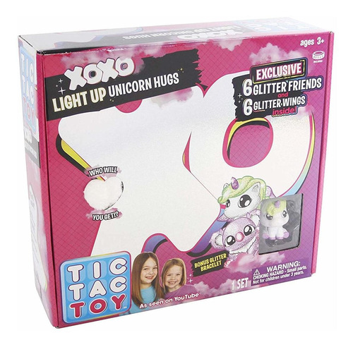 Tic Tac Toy Xoxo White Light Up Unicorn Hugs  Glitter F...