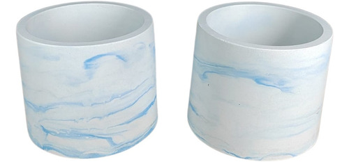 Macetas Yeso Cactus Suculenta Vela Recuerdos 50pzas Azul Marmol