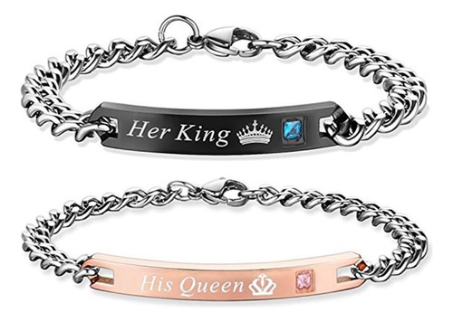 Sxnk7, Regalo Para Amante, Su Reina, Su Rey, Pulseras De Par