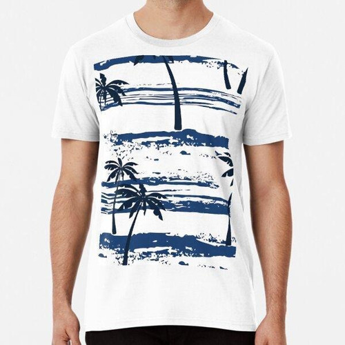 Remera Blue Palm Trees Algodon Premium 