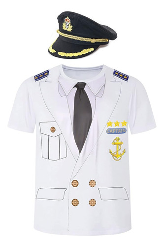 Camiseta Capitan Divertido Disfraz Barco Y Yate Sombrero Par