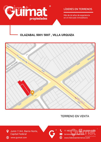 Doble Frente - Olazabal Y Triunvirato - Villa Urquiza- Lideres En Terrenos