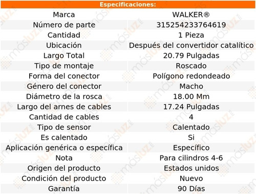 Sensor Ox O2 Después Cc Bmw 335xi 3.0l 6 Cil 07/08 Walker
