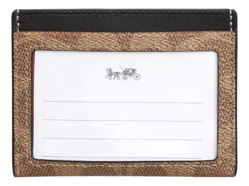 Tarjetero Coach Slim Id Card Case In Signature Canvas Brown
