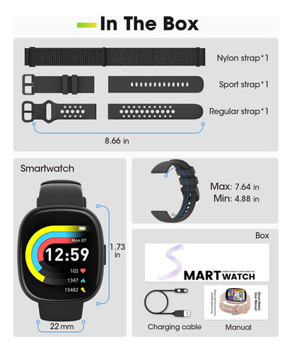Relojes Inteligentes Para Hombres Y Mujeres Fitness: Rastreador De Fitness Con Blutooth Call 24h Frecuencia Cardíaca Spo2 Monitor De Sueño 5atm Imperm
