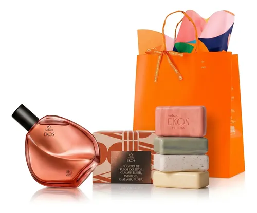 Kit Presente Ekos Deo Colonia Ryo Vivo 75ml Caixa Com 4 Sabonetes Vegetais Cremosos 100g Sacola De Presente
