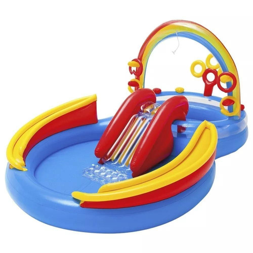 Piscina Inflável Playground Arco Iris 227 Litros - Intex Cor Azul