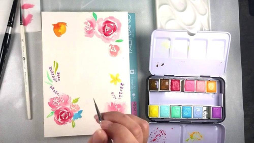 Estuche Acuarelas Pastillas Pintar Arte Colores Pasteles