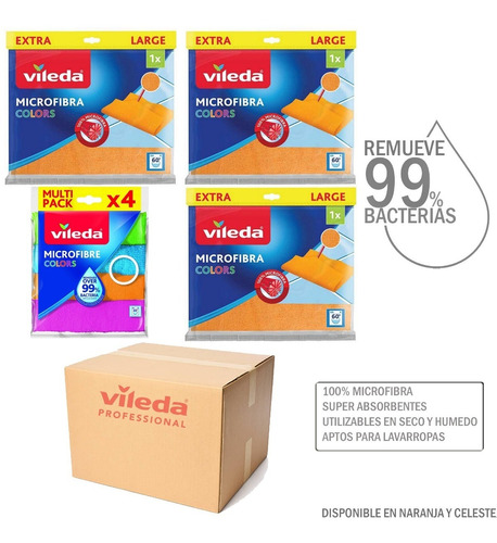 Promo Vileda 3 Paños Extra Large + Pack X 4 Paños Pequeños