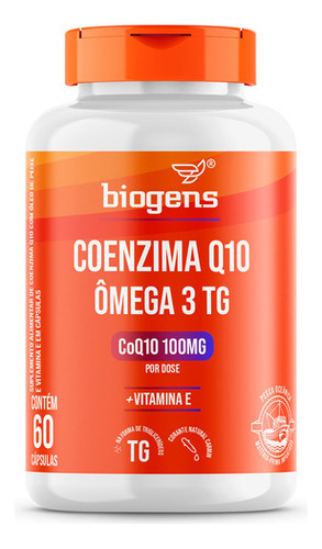 Coenzima Q10 100mg + Ômega 3 Tg + Vitamina E, 60 Cápsulas, Biogens