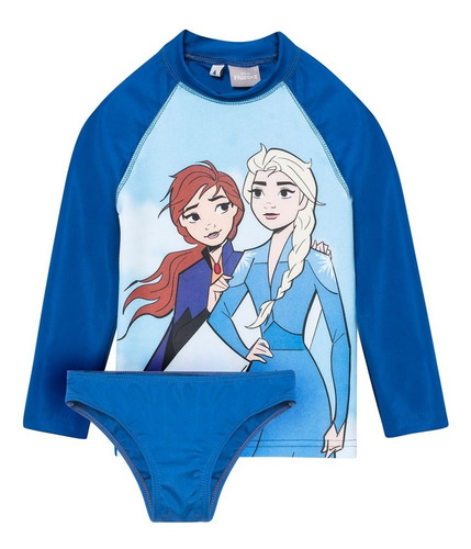 Remera Manga Larga + Bombacha Disney Frozen Prot Solar Uv50