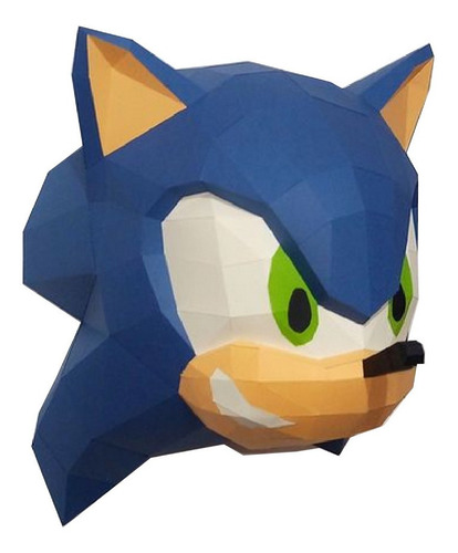 Imagen 2 de 4 de Sonic Rostro Para Armar Papercraft Papiroflexia