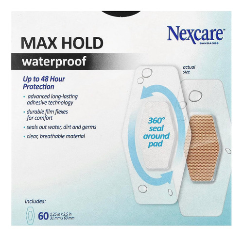 Nexcare Max Hold Vasos Impermeables, Permanece Encendido 48