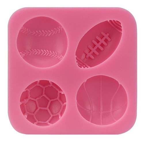 Molde Silicona Pelotas  Futbol Rugby Baseball Basket Color Rosa