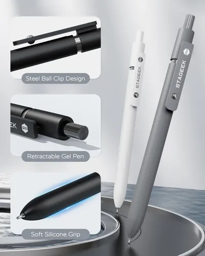 Canetas De Gel Pretas Stageek Gx3, 6 Unidades De Canetas De Preto