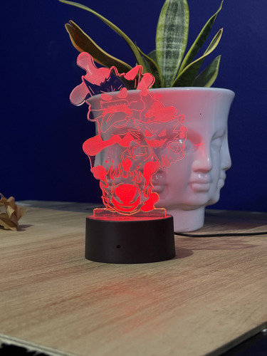 Lampara Led 3d Gengar Pokemon Base Con Luz 16 Colores