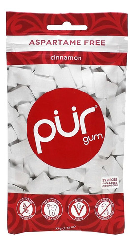 Chicle Sin Aspartame Pur Gum Canela Cinnamon 55pc  77g Se