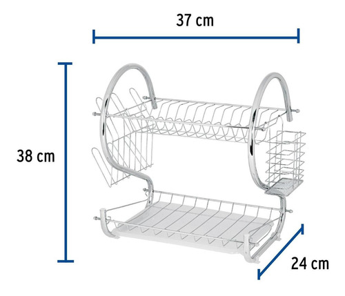 Escurridor De Acero Cromado Con 2 Niveles Para Trastes, Fose