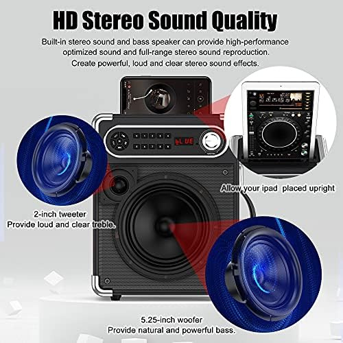 Jauyxian Altavoz Bluetooth Con Dos Micrófonos Inalámbricos,