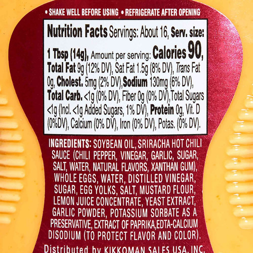 Sriracha Mayo 226g Kikkoman Mayonesa Con Toque De Sriracha