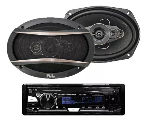 Combo Radio Para Carro Usb + Parlantes Kl-s6998 Ovalado