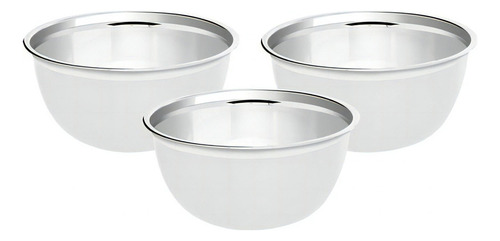 Conjunto 3 Tigelas Aço Inox Multiuso Mise En Place Sobremesa