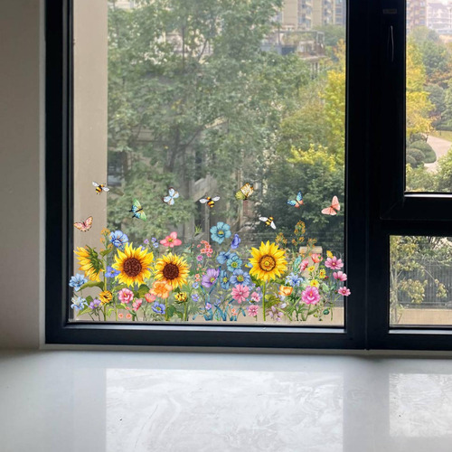 Ventana De Flores De Jardín Aguas Ventanas Pegatinas