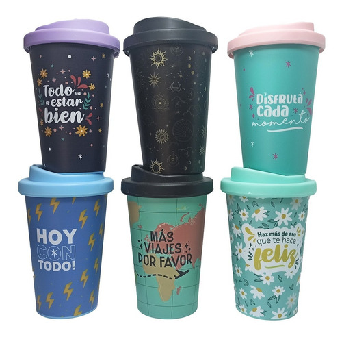 Mug Vaso Térmico Tapa Silicona Jarro Taza Diseño 10u X Mayor