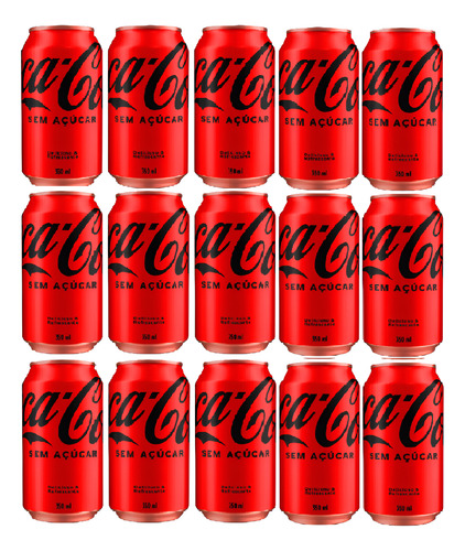 Coca Cola Sem Açúcar Lata 350ml Kit Com 15 Unidades