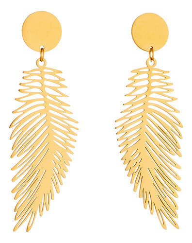 Pendientes Colgantes En Forma De Pluma De Acero Inoxidable 3