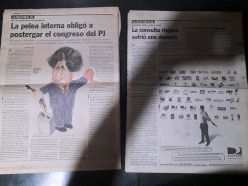 Clipping Diario Clarín 10 7 1998 Menem Reelección Duhalde (Usado)