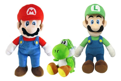 Peluches Mario Bros Luigi 25 Cm + Yoshi Super Mario