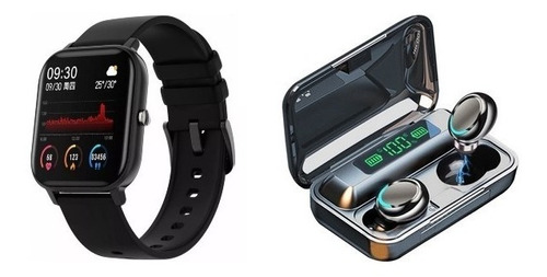 Smart Watch Reloj P8 1.4 + Audífono Inalámbrico Powerbank F9