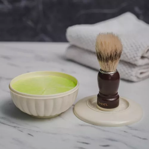 Aethland Juego de brochas de afeitar para hombre, incluye jabón de afeitar  de 3.53 oz, soporte de cepillo de afeitar de cabello suave, acero