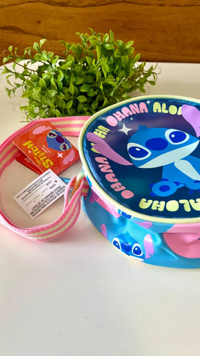 Bolsinha Stitch - Puket Cor Azul-celeste Correia De Ombro Rosa
