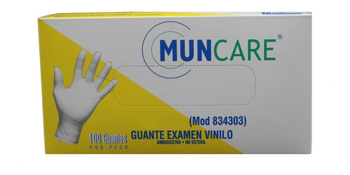 Guante Examen Vinilo Muncare Talla L Caja X 100 Unidades.