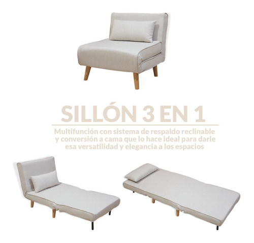 Sofá Cama Individual Sillon Reclinable Comodo Moderno Lino