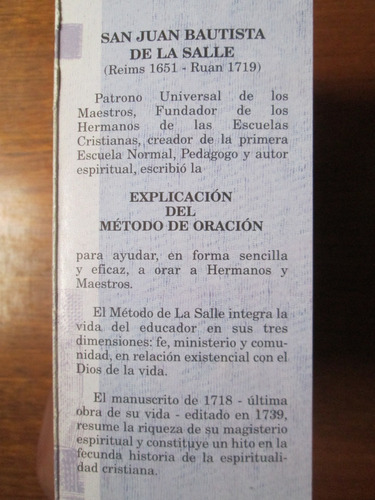Explicación Del Método De Oración Juan Bautista La Salle (Usado)