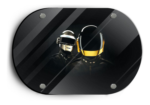 Cuadro De Vidrio Templado Geométrico Daft Punk Casco 60x90cm