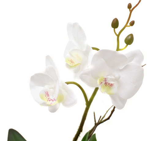 Orquidea Artificial Blanca Con Maceta 52cm 2 Varas