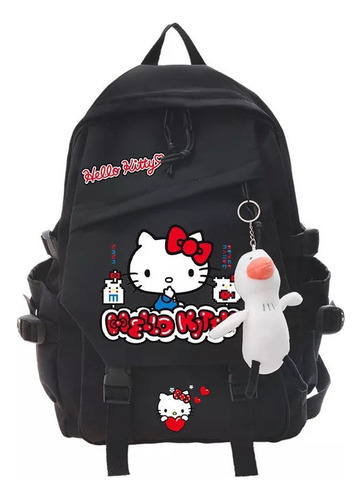 Mochila Hello Kitty Para Mujer, Para Niñas, Secundaria, Japó Color Negro