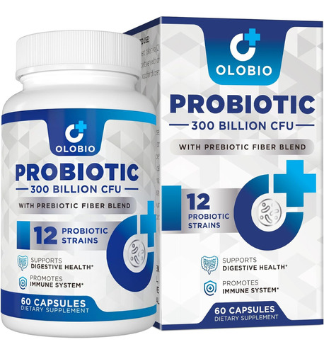 Probioticos + Fibra 300 Billones Cfu 12 Cepas 60 Capsulas