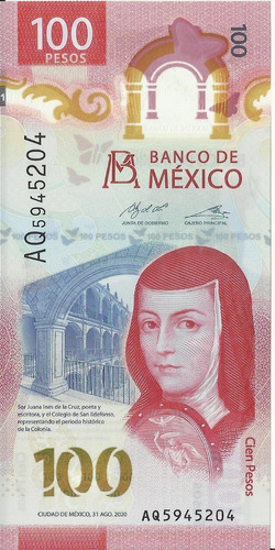 México 100 Pesos 2020. Polímero
