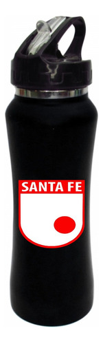 Termo Pitillo Santa Fe Botilito Negro Aluminio 650ml 