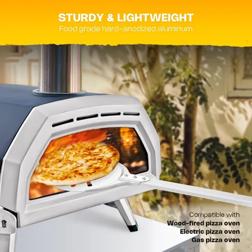 Pala Giratoria Perforada De Pizza 20 Cm Mango Largo Aluminio