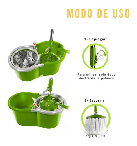 Imagen 3 de 10 de Mopa Giratoria Balde Centrifugo Trapeador Lampazo Repuestos