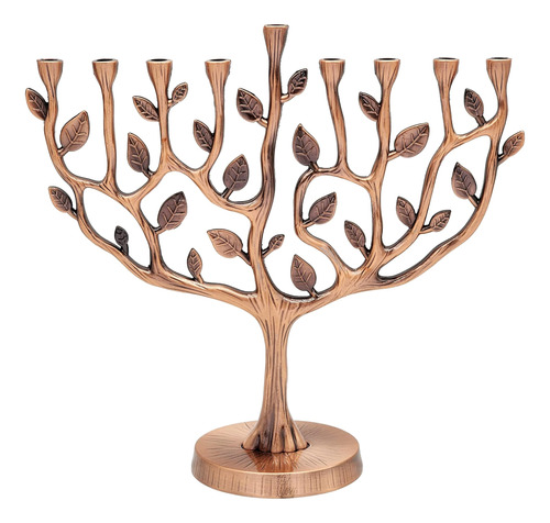 Candelabro Con Diseño Del Árbol De La Vida De Dreidel, Cobre